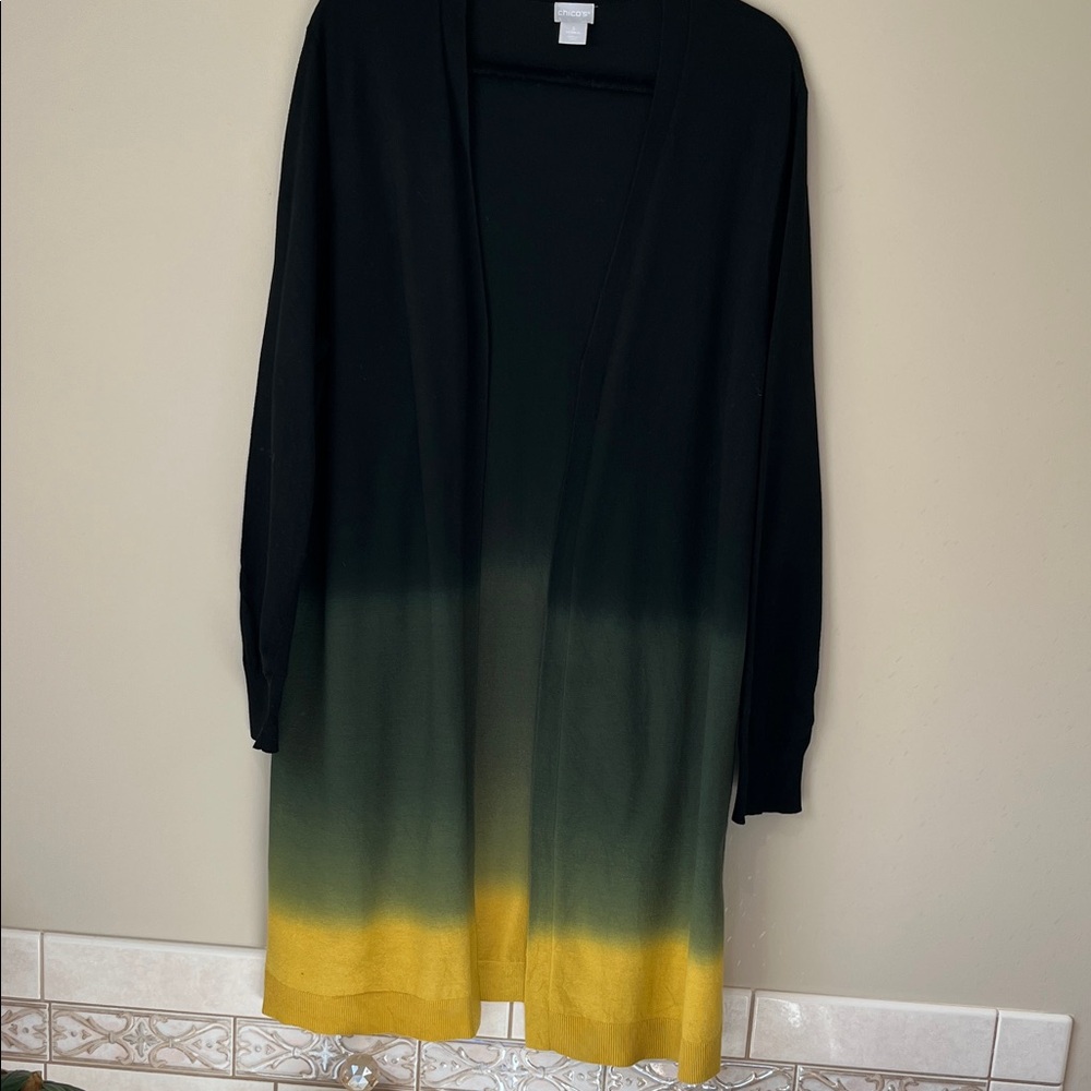Chico's Black and Green Ombre Cardigan